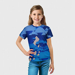 Футболка детская Абстрактные синие тетраэдры, цвет: 3D-принт — фото 2