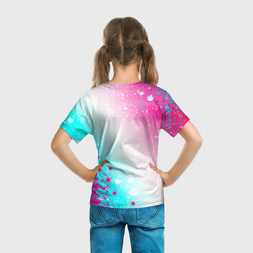 Детская футболка Manchester City neon gradient style: надпись, симв / 3D-принт – фото 6