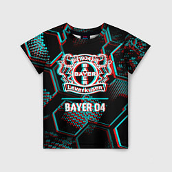 Футболка детская Bayer 04 FC в стиле glitch на темном фоне, цвет: 3D-принт