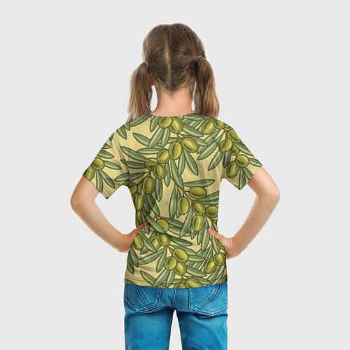 Детская футболка Винтажные ветви оливок / 3D-принт – фото 6
