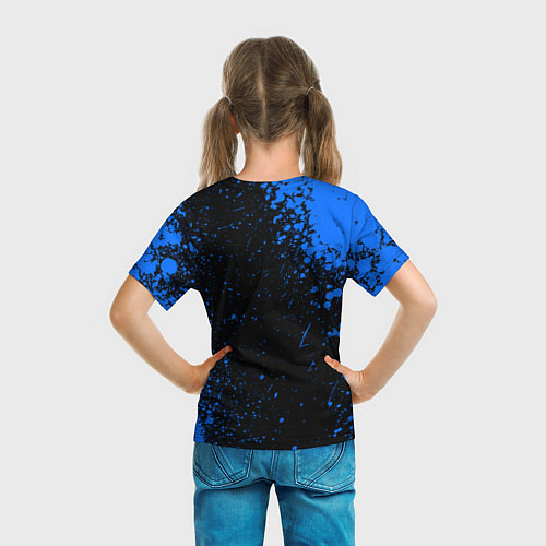 Детская футболка Радужные друзья Синий - брызги краски / 3D-принт – фото 6