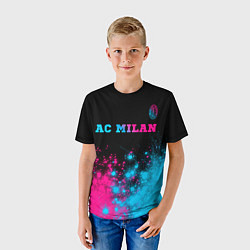 Футболка детская AC Milan - neon gradient: символ сверху, цвет: 3D-принт — фото 2