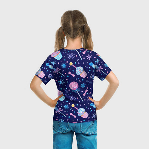 Детская футболка Новогодние сладости - леденцы / 3D-принт – фото 6