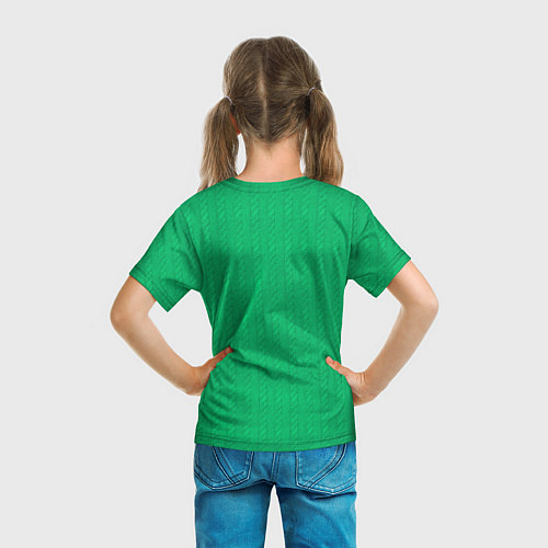 Детская футболка Зеленый вязаный свитер / 3D-принт – фото 6