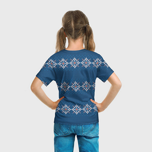 Детская футболка Вязанный синий классический стиль / 3D-принт – фото 6