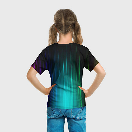 Детская футболка Радужные неоновые свечения / 3D-принт – фото 6