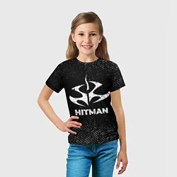Футболка детская Hitman с потертостями на темном фоне, цвет: 3D-принт — фото 2