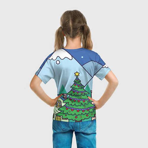 Детская футболка Новогодний украшенный город / 3D-принт – фото 6