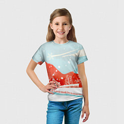 Футболка детская Зимние новогодние горы, цвет: 3D-принт — фото 2