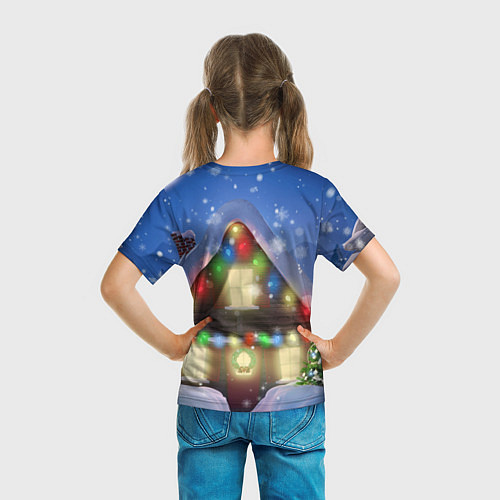 Детская футболка Праздничный новогодний дом с гирляндами / 3D-принт – фото 6