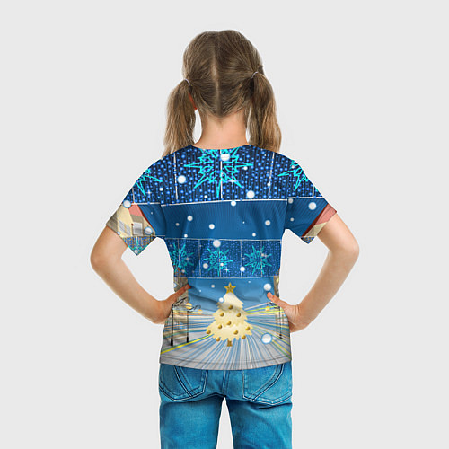 Детская футболка Новогоднее настроение - ночной город / 3D-принт – фото 6