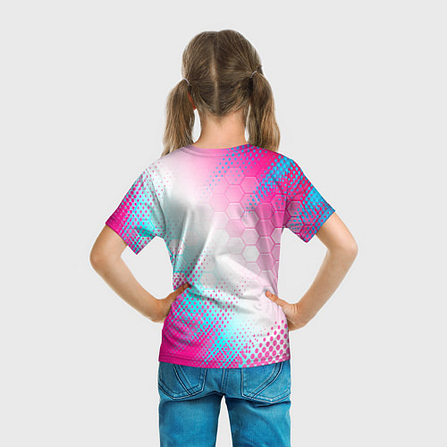 Детская футболка BMW neon gradient style: надпись, символ / 3D-принт – фото 6