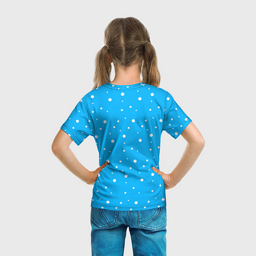 Детская футболка Котоёлочка - на фоне снегопада / 3D-принт – фото 6