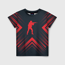 Футболка детская Красный символ Counter Strike на темном фоне со ст, цвет: 3D-принт