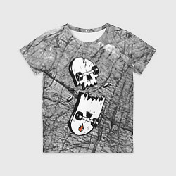 Футболка детская Расколотый скейтборд - иллюзия черепа, цвет: 3D-принт