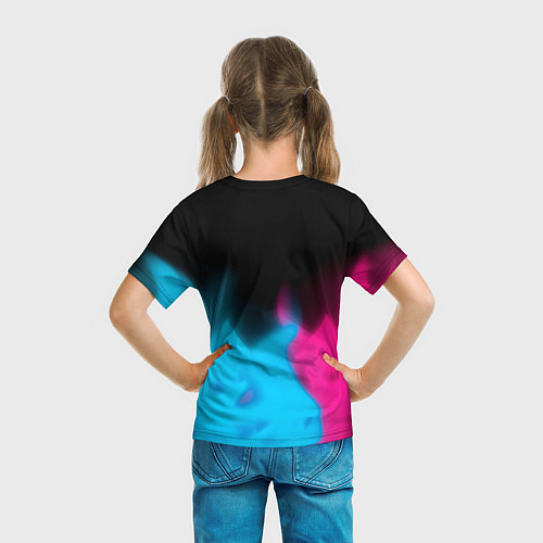 Детская футболка Audi - neon gradient: символ сверху / 3D-принт – фото 6