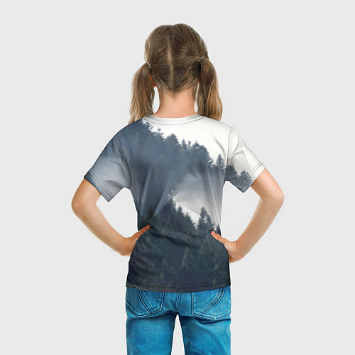 Детская футболка Волк на фоне леса / 3D-принт – фото 6