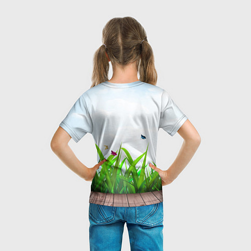 Детская футболка Летняя трава и бабочки / 3D-принт – фото 6