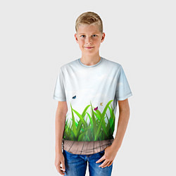 Футболка детская Летняя трава и бабочки, цвет: 3D-принт — фото 2
