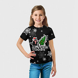 Футболка детская What котик роняет ёлку, цвет: 3D-принт — фото 2