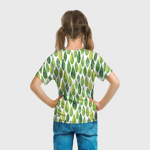 Детская футболка Акварельные листья / 3D-принт – фото 6