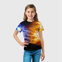 Футболка детская Борьба двух стихий - лёд и пламя, цвет: 3D-принт — фото 2