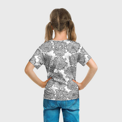 Детская футболка Цветы хризантемы: линейный рисунок / 3D-принт – фото 6
