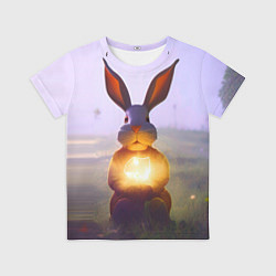 Футболка детская Заяц с гирляндой, цвет: 3D-принт