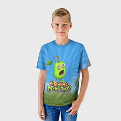 Футболка детская My Singin Monsters - Зерномех, цвет: 3D-принт — фото 2