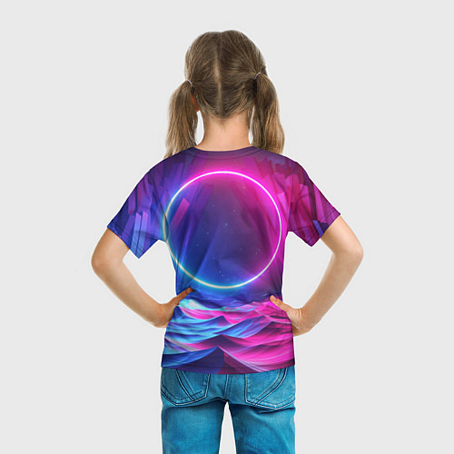 Детская футболка Круг и разноцветные кристаллы - vaporwave / 3D-принт – фото 6