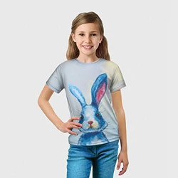 Футболка детская Синий кролик на фоне неба, цвет: 3D-принт — фото 2