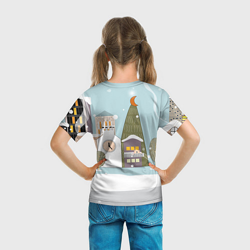 Детская футболка Зайчиха на роликах на фоне елочки / 3D-принт – фото 6