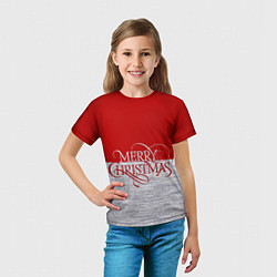 Футболка детская Merry Christmas красный, цвет: 3D-принт — фото 2