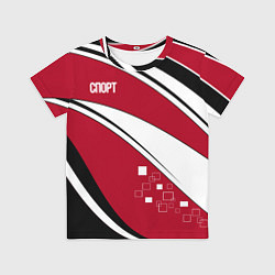 Футболка детская Красно черная абстракция на белом спорт, цвет: 3D-принт