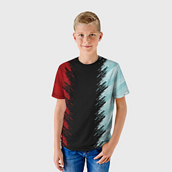 Футболка детская Красно-бирюзовый разрыв, цвет: 3D-принт — фото 2