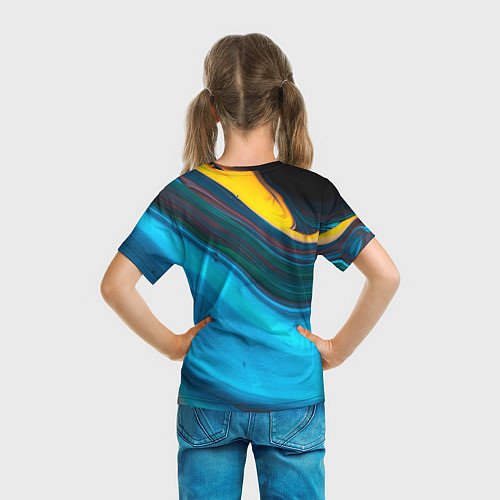 Детская футболка Светло-синий и переливающийся песок / 3D-принт – фото 6