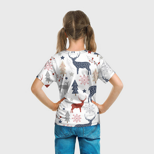 Детская футболка Олени в новогоднем лесу / 3D-принт – фото 6