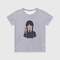 Футболка детская Уэнсдей Аддамс Арт, цвет: 3D-принт