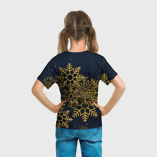 Детская футболка Золотые снежинки / 3D-принт – фото 6