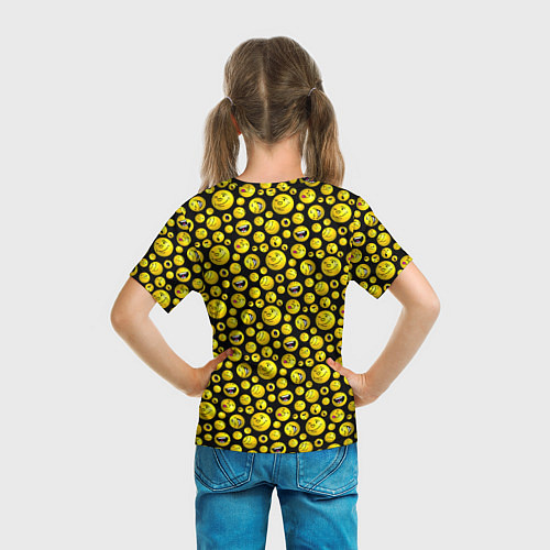 Детская футболка Шарики эмодзи на черном / 3D-принт – фото 6