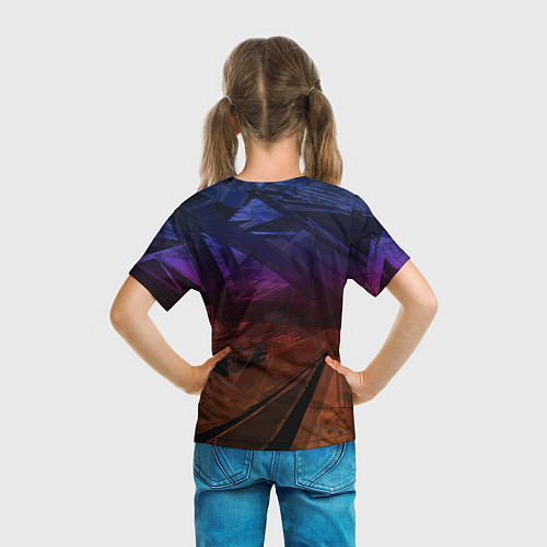 Детская футболка Абстрактный черный узор на сиреневом, коричневом ф / 3D-принт – фото 6