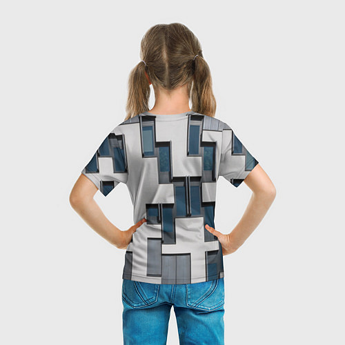 Детская футболка Абстрактный лабиринт из окон и стен / 3D-принт – фото 6