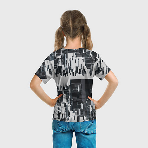 Детская футболка Геометрическое множество объёмных чёрно-белых фигу / 3D-принт – фото 6