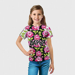 Футболка детская Дарья в цветах, цвет: 3D-принт — фото 2