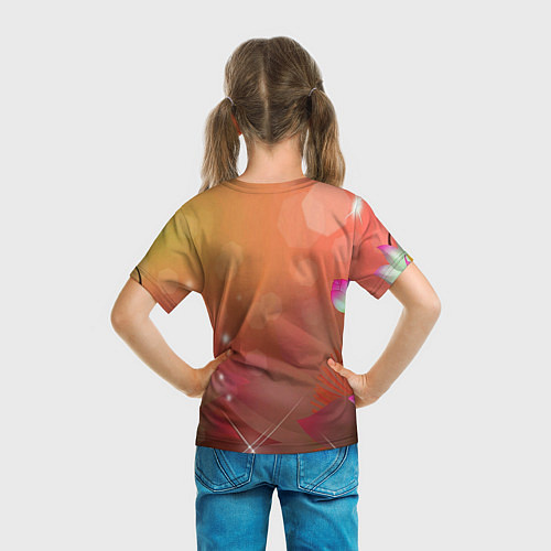 Детская футболка Енот и цветы / 3D-принт – фото 6