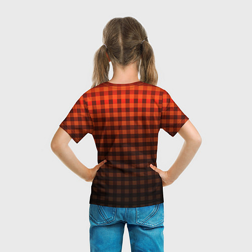 Детская футболка Красно-черный узор в клетку / 3D-принт – фото 6