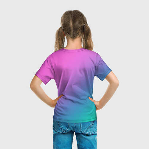 Детская футболка Розовый с бирюзовым и синим градиент / 3D-принт – фото 6