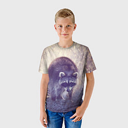 Футболка детская Енот пробирается через кусты, цвет: 3D-принт — фото 2
