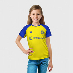 Футболка детская Аль Наср форма домашняя, цвет: 3D-принт — фото 2