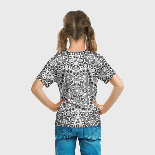 Детская футболка Черно-белый орнамент мандала / 3D-принт – фото 6